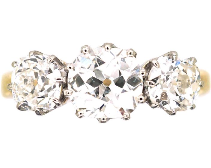 Edwardian 18ct Gold & Platinum, Three Stone Diamond Ring