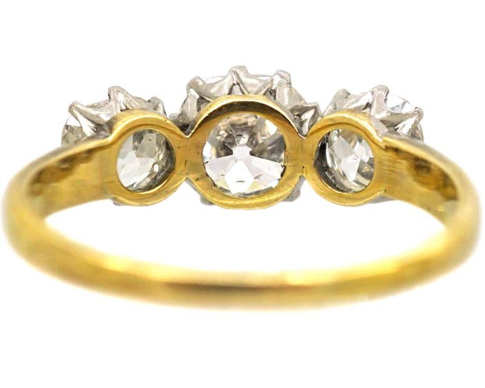 Edwardian 18ct Gold & Platinum, Three Stone Diamond Ring