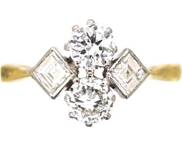 Art Deco 18ct Gold & Platinum Four Stone Diamond Ring