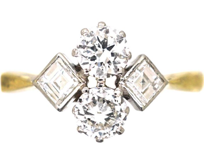 Art Deco 18ct Gold & Platinum Four Stone Diamond Ring