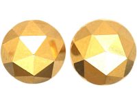 19th Century French 18ct Faceted Gold Stud Earrings