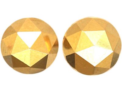 19th Century French 18ct Faceted Gold Stud Earrings