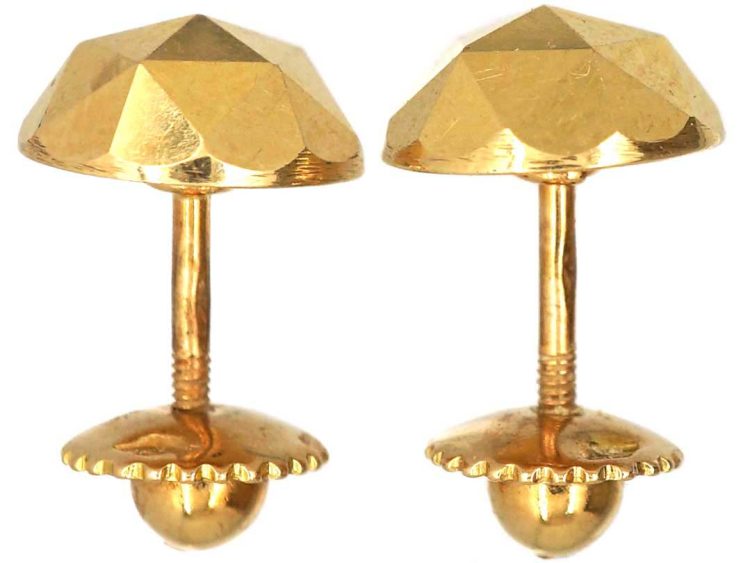 19th Century French 18ct Faceted Gold Stud Earrings