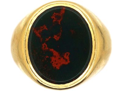 Early 20th Century 18ct Gold Signet Ring set with a Bloodstone