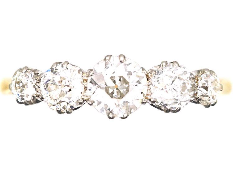 Early 20th Century 18ct Gold & Platinum, Five Stone Diamond Ring
