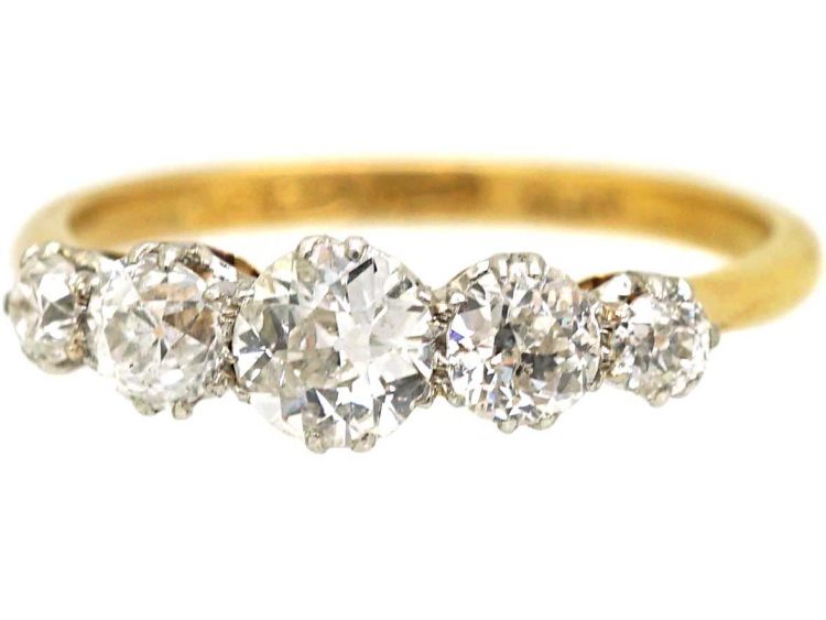 Early 20th Century 18ct Gold & Platinum, Five Stone Diamond Ring