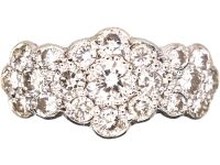 Edwardian 18ct Gold & Platinum Triple Cluster Diamond Ring