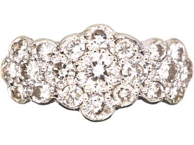 Edwardian 18ct Gold & Platinum Triple Cluster Diamond Ring