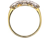 Edwardian 18ct Gold & Platinum Triple Cluster Diamond Ring