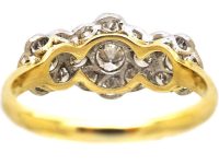 Edwardian 18ct Gold & Platinum Triple Cluster Diamond Ring
