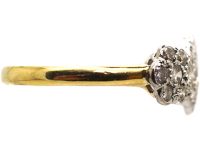 Edwardian 18ct Gold & Platinum Triple Cluster Diamond Ring