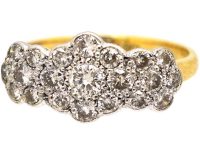 Edwardian 18ct Gold & Platinum Triple Cluster Diamond Ring