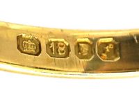 中古 18K 金与铂金钻石单石戒指，肩部镶钻