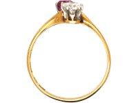 20世纪早期 18K 金红宝石钻石交叉式戒指