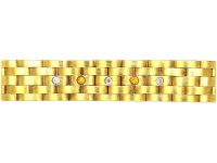 20世纪早期14K 金砖形链节手链，镶黄色及白色钻石