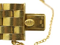 20世纪早期14K 金砖形链节手链，镶黄色及白色钻石