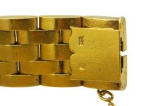 20世纪早期14K 金砖形链节手链，镶黄色及白色钻石