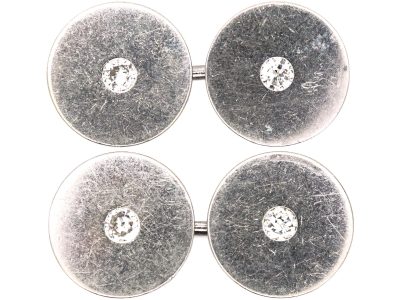 Art Deco Platinum Cufflinks set with Diamonds by Cartier London