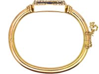 Early 20th Century Russian 14ct Gold Bangle set with Rubies, Sapphire & Rose Diamonds