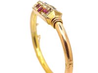 Early 20th Century Russian 14ct Gold Bangle set with Rubies, Sapphire & Rose Diamonds