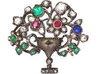 Georgian Silver & Gold Gem Set Giardinetti Brooch