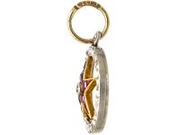 Art Deco 18ct Gold & Platinum Small Circle & Star Pendant by Cartier
