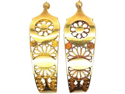 French Early 19th Century 18ct Gold Poissarde Hoop Earrings