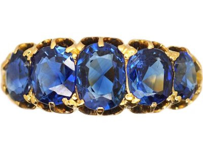 Victorian 18ct Gold Five Stone Sapphire Ring