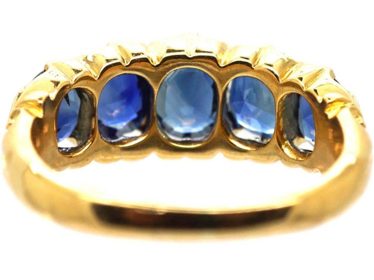 Victorian 18ct Gold Five Stone Sapphire Ring