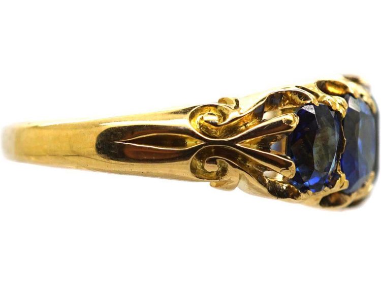 Victorian 18ct Gold Five Stone Sapphire Ring