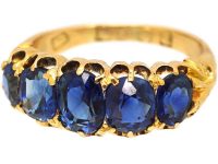 Victorian 18ct Gold Five Stone Sapphire Ring