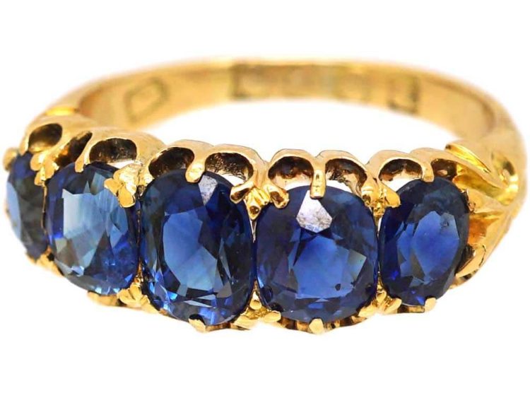 Victorian 18ct Gold Five Stone Sapphire Ring