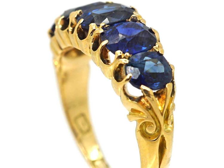 Victorian 18ct Gold Five Stone Sapphire Ring
