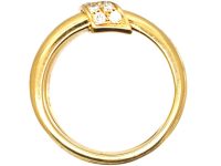 18ct Gold Stylised Double Strap Ring set with Diamonds by Asprey