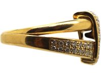 18ct Gold Stylised Double Strap Ring set with Diamonds by Asprey