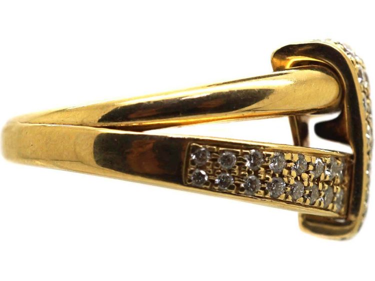 18ct Gold Stylised Double Strap Ring set with Diamonds by Asprey