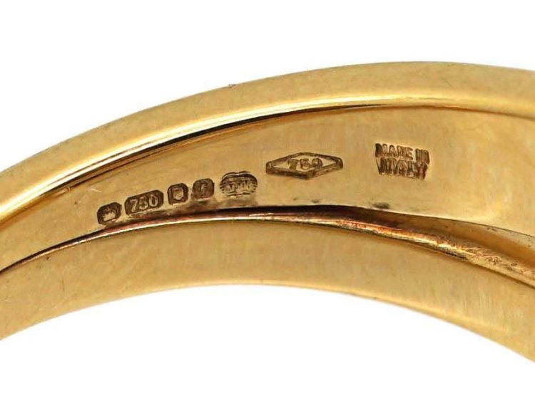 18ct Gold Stylised Double Strap Ring set with Diamonds by Asprey