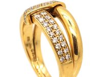 18ct Gold Stylised Double Strap Ring set with Diamonds by Asprey