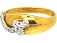 Vintage 18ct Gold Ring with Diamond set Three Leaf Clover