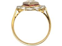 Edwardian 18ct Gold & Platinum Diamond Shaped Ring set with a Diamond & Calibré Rubies