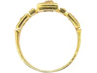 Victorian 18ct Gold Ring set with Three Old Mine Cut Diamonds & Rose Diamonds In Between