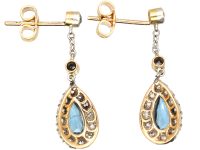 Edwardian 15ct Gold & Platinum, Aquamarine & Diamond Drop Earrings