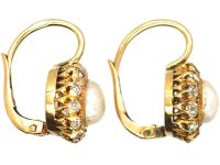Edwardian 18ct Gold, Mabé Pearl & Diamond Round Earrings