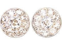 Early 20th Century 14ct Gold & Platinum Round Earrings set with Old Mine Cut Diamonds