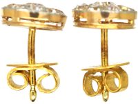 Early 20th Century 14ct Gold & Platinum Round Earrings set with Old Mine Cut Diamonds