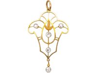 Edwardian 15ct Gold & Platinum Pendant set with Five Diamonds