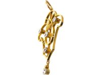 Edwardian 15ct Gold & Platinum Pendant set with Five Diamonds