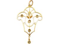 Edwardian 15ct Gold & Platinum Pendant set with Five Diamonds