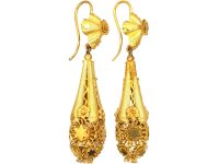 Georgian 15ct Gold Cannetille Drop Earrings
