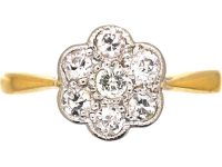 Edwardian 18ct Gold & Platinum Diamond Cluster Ring